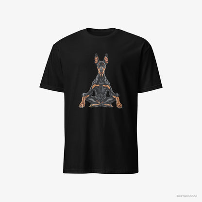 Dobermann Meditating during Yoga Black T-Shirt