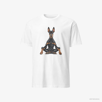 Dobermann Meditating during Yoga White T-Shirt