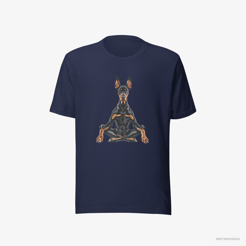 Dobermann Meditating during Yoga – Men's T-Shirt Navy Eco – Eco-Friendly