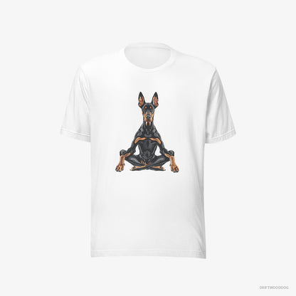 Dobermann Meditating during Yoga White T-Shirt