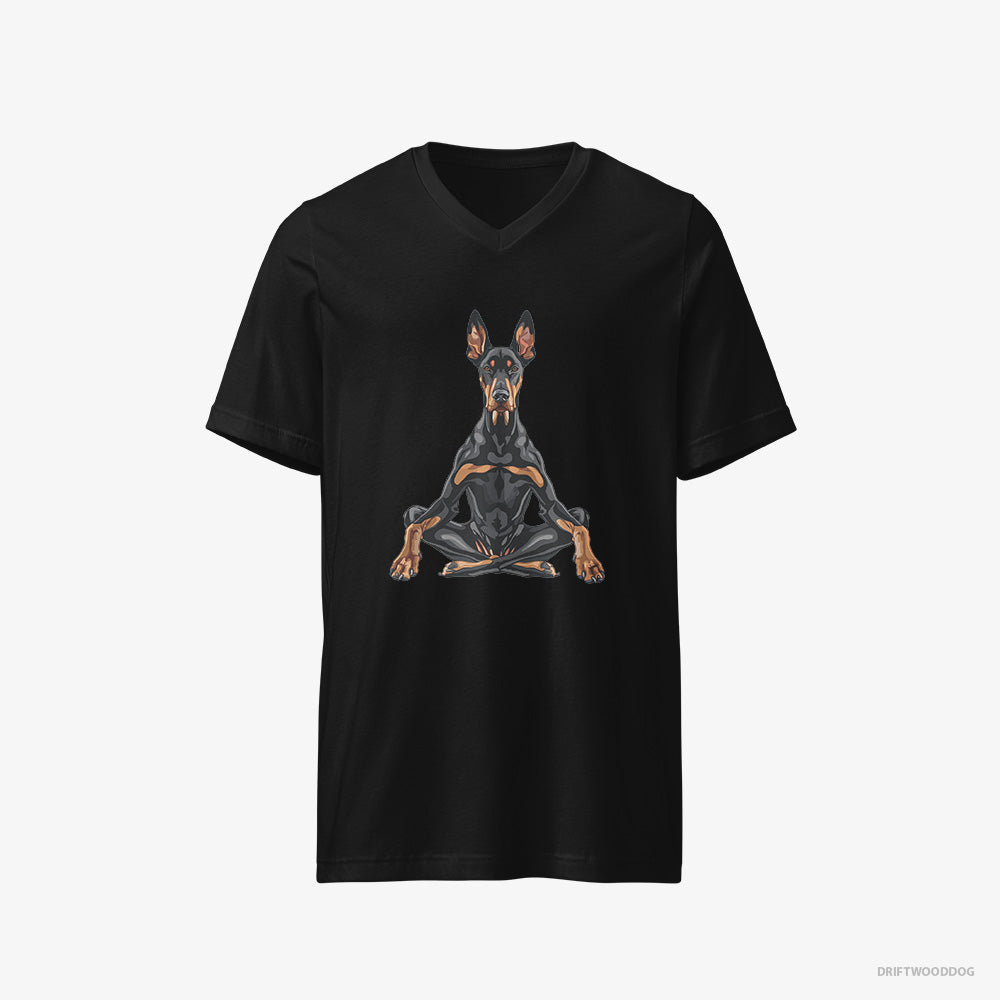 Dobermann Meditating during Yoga – Men's T-Shirt Black V-Neck – V-Neck