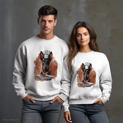 Dressed as a Chef Dobermann Serving Meals Sweatshirt – Unisex Sweatshirt for Dog Owners