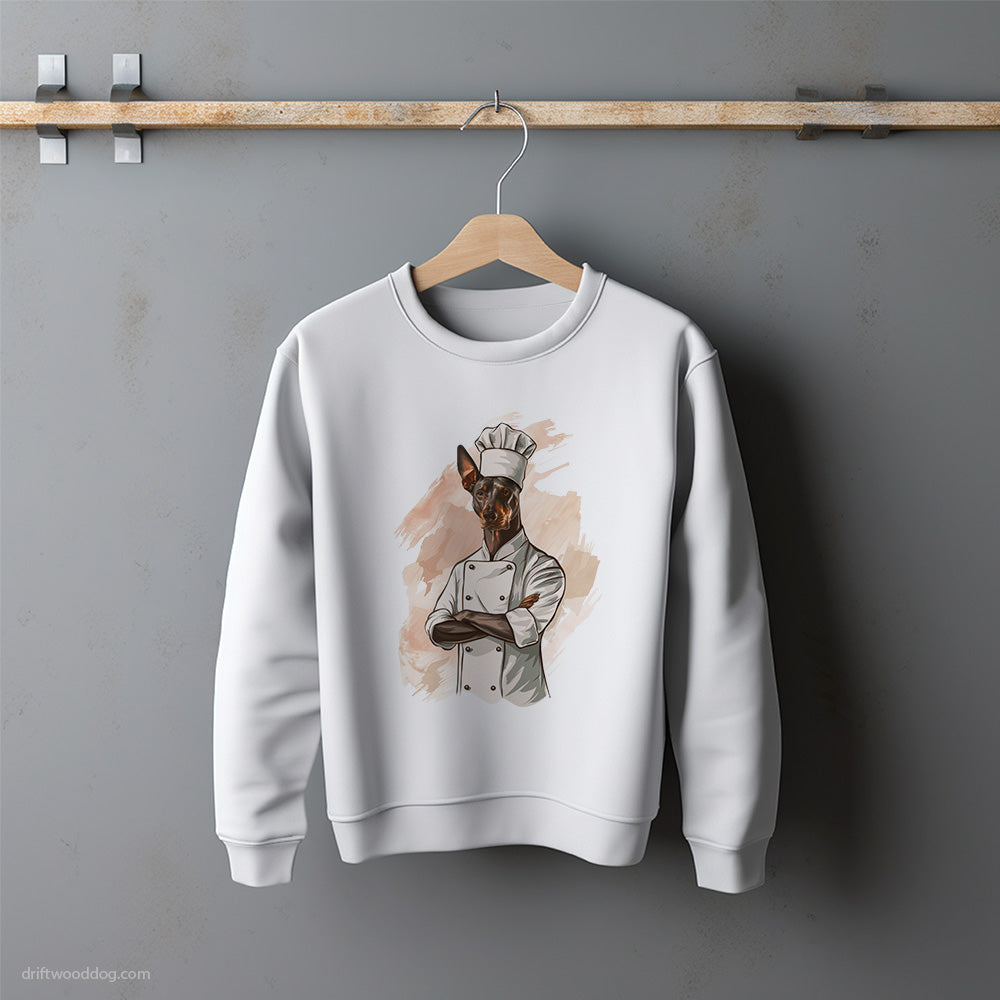 Dobermann Dressed as a Chef Sweatshirt – Unisex Sweatshirt for Dog Lovers