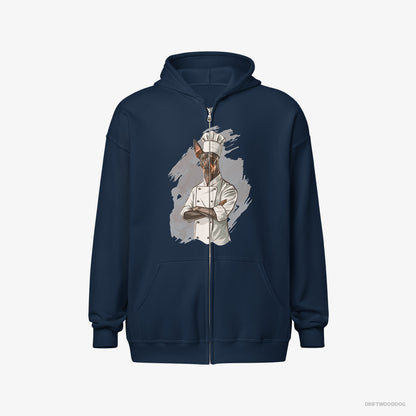 Dobermann Dressed as a Chef Navy Hoodie