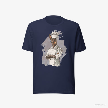 Dobermann T-Shirt – Men Navy T-Shirt Eco-Friendly – Dressed as a Chef (on White Background)