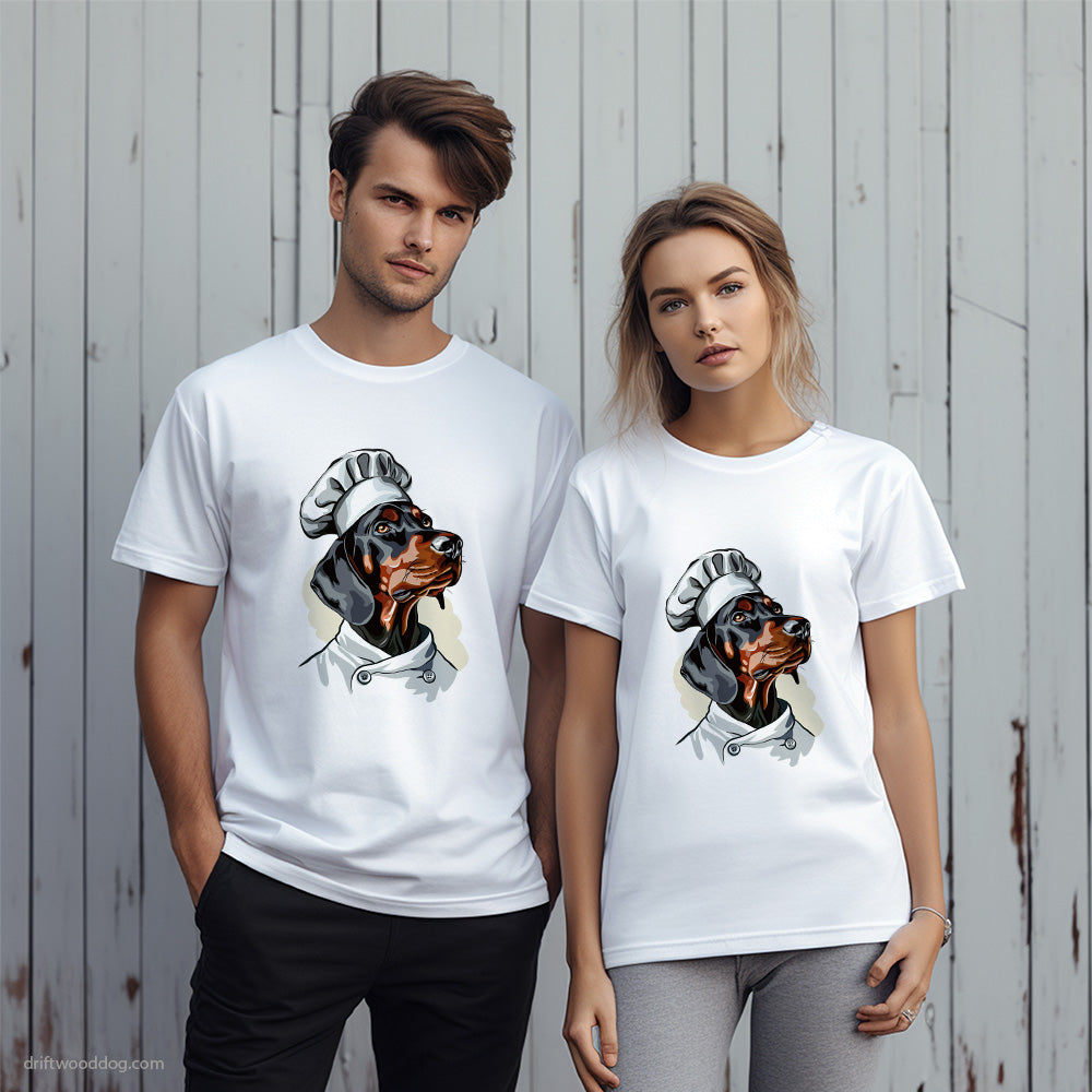 Dobermann Attired Like a Cook T-Shirt – Unique Dog T-Shirts for Pet Lovers