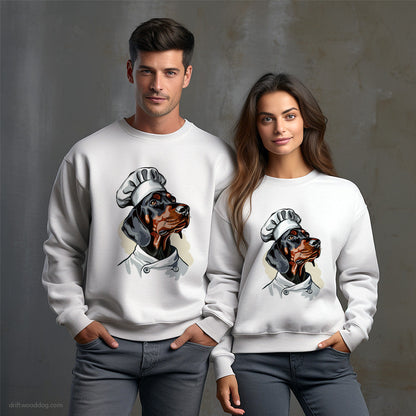 Dobermann Attired Like a Cook Sweatshirt – Unisex Sweatshirt for Dog Owners