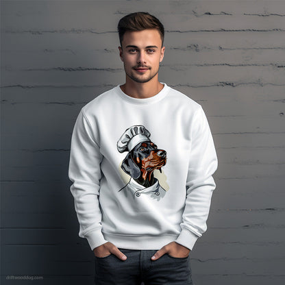 Dobermann Attired Like a Cook Sweatshirt – Unique Dog Sweatshirt for Men