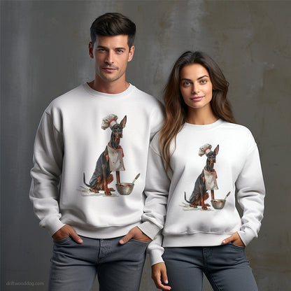 Funny Dobermann Ready for Some Cooking Sweatshirt – Unisex Sweatshirt for Dog Owners