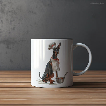 Funny Dobermann Ready for Some Cooking Mug – Funny Dog Coffee Mugs | Quirky Canine Drinkware