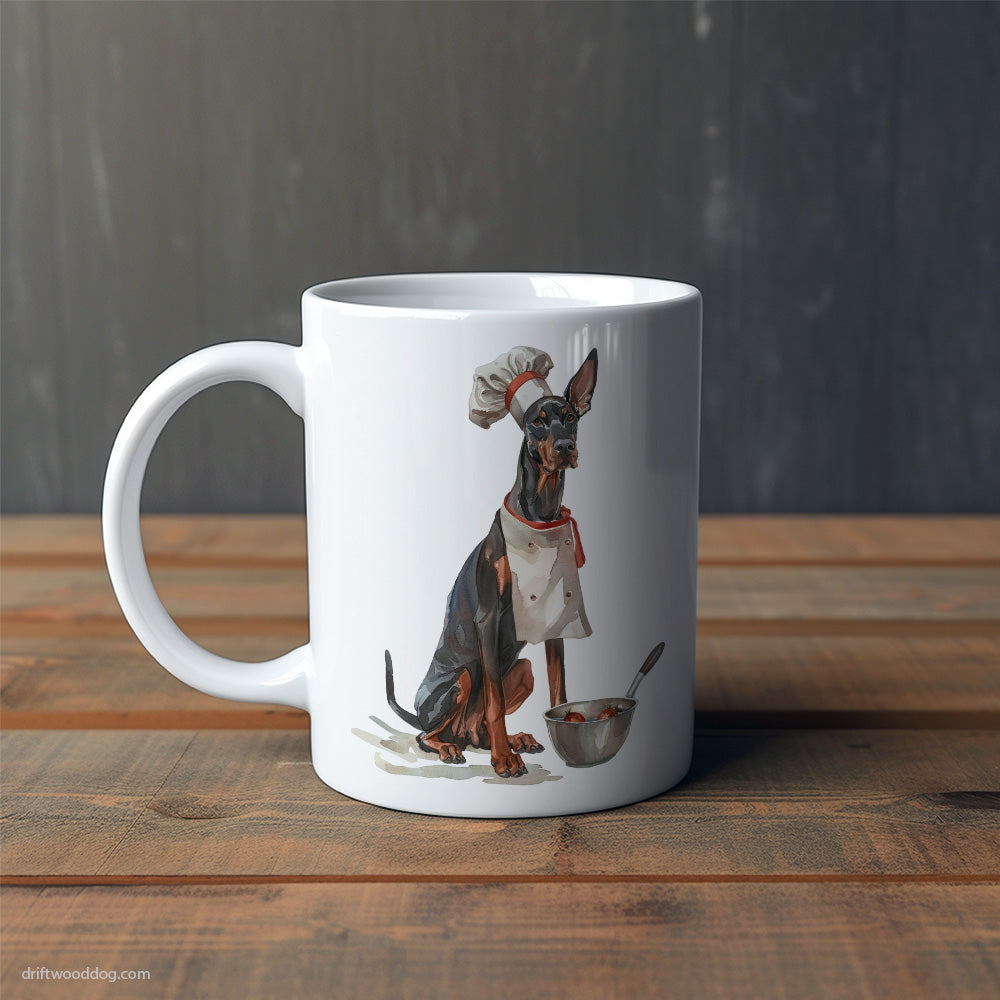 Funny Dobermann Ready for Some Cooking Mug – Cute Dog-Themed Mugs | Perfect Gifts for Dog Lovers