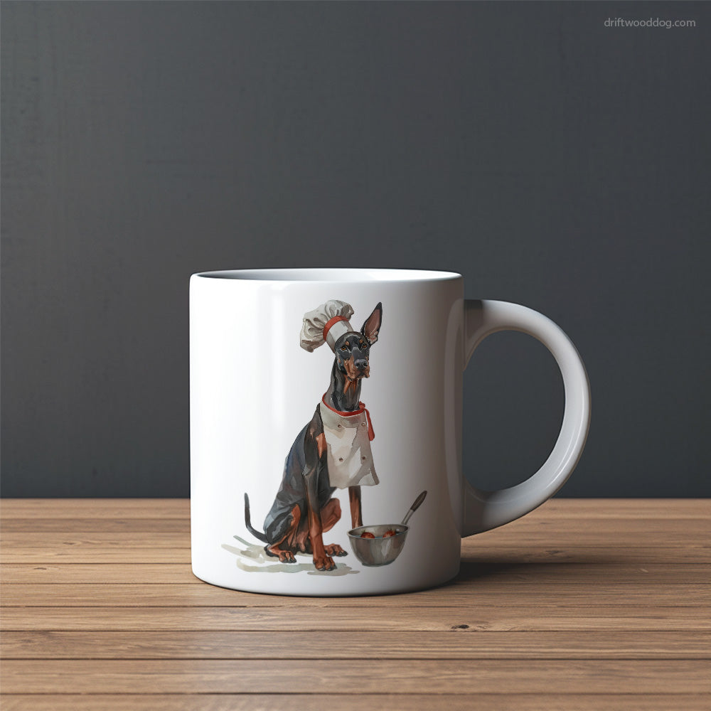 Funny Dobermann Ready for Some Cooking Mug – Custom Dog Mugs | Personalized Pet Mugs