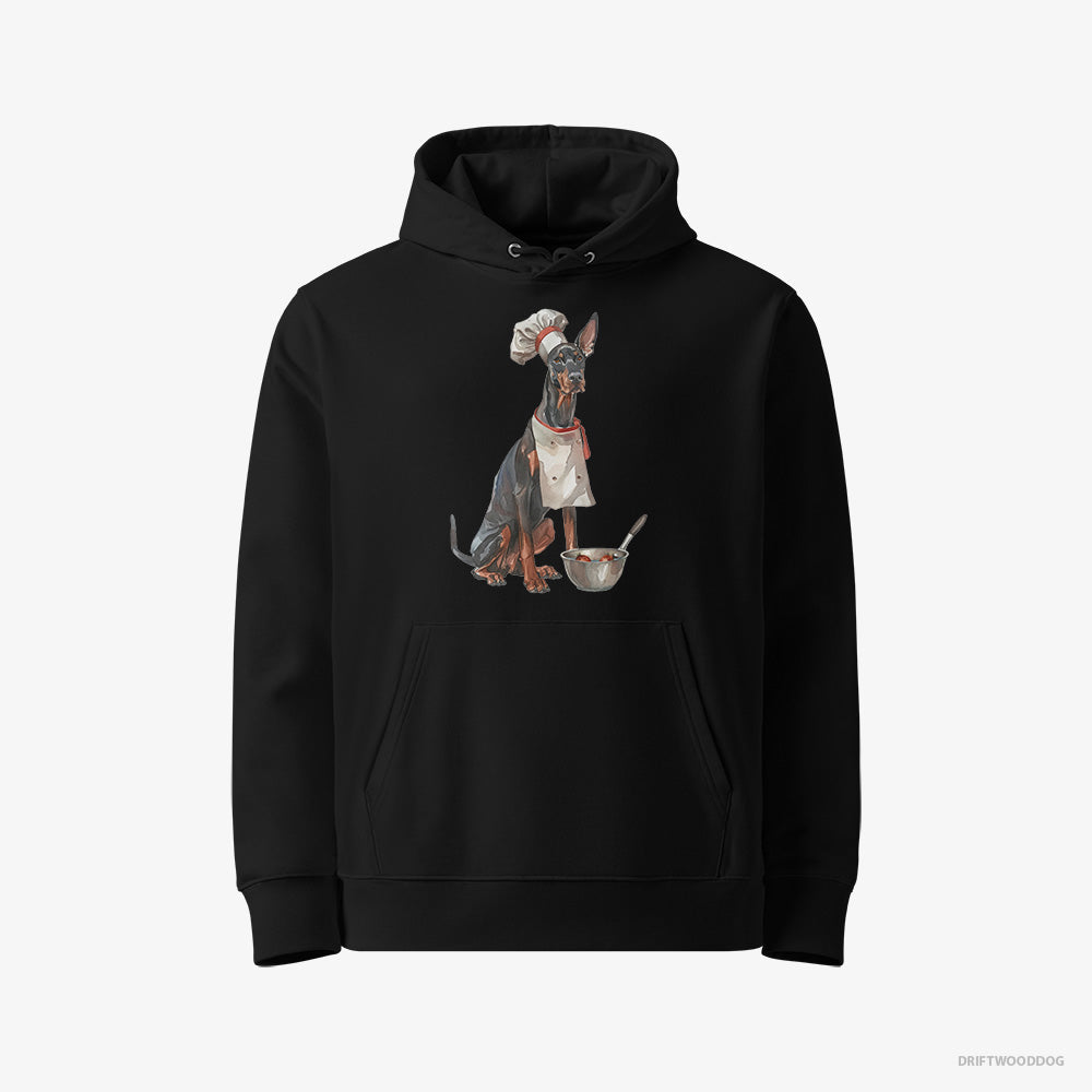 Funny Dobermann Ready for Some Cooking – Women's Hoodie Black Eco – Eco-Friendly