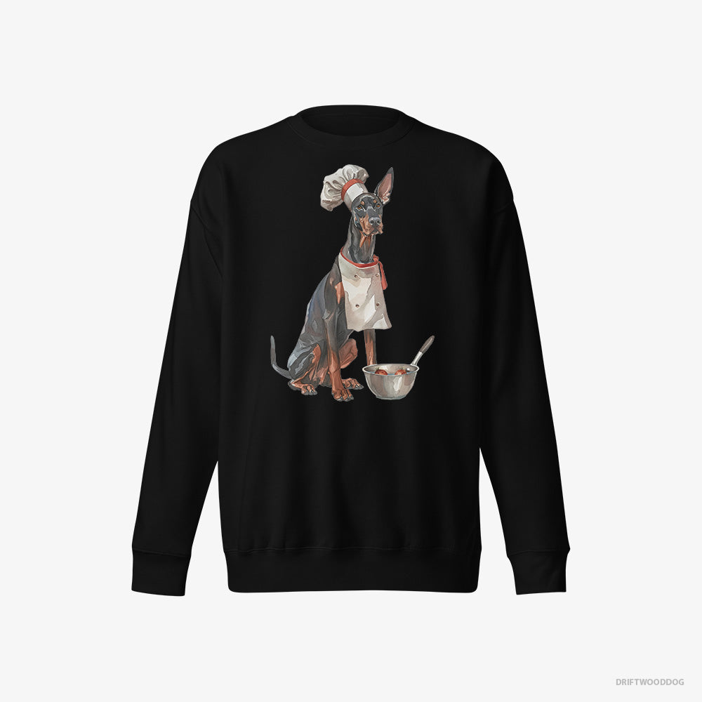 Funny Dobermann Ready for Some Cooking – Women's Sweatshirt Black Eco – Eco-Friendly