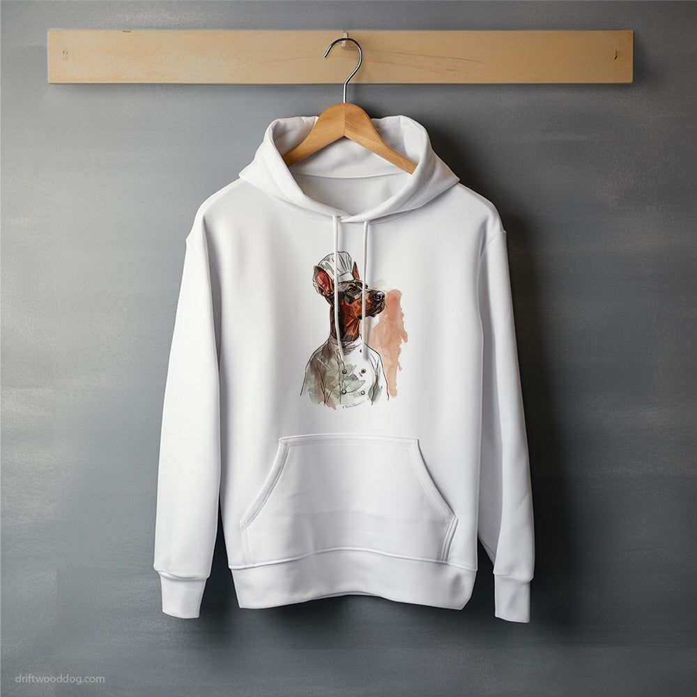 Dressed as a Chef Dobermann Dreaming about Cooking Hoodie – Unisex Hoodie for Dog Lovers