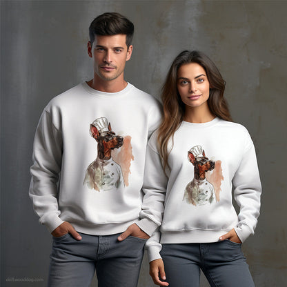 Dressed as a Chef Dobermann Dreaming about Cooking Sweatshirt – Unisex Sweatshirt for Dog Owners