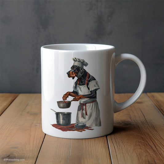 Adorable Dobermann Cooking Strawberry Jam in the Kitchen Mug – Unique Dog Cups | Dog-Themed Mugs