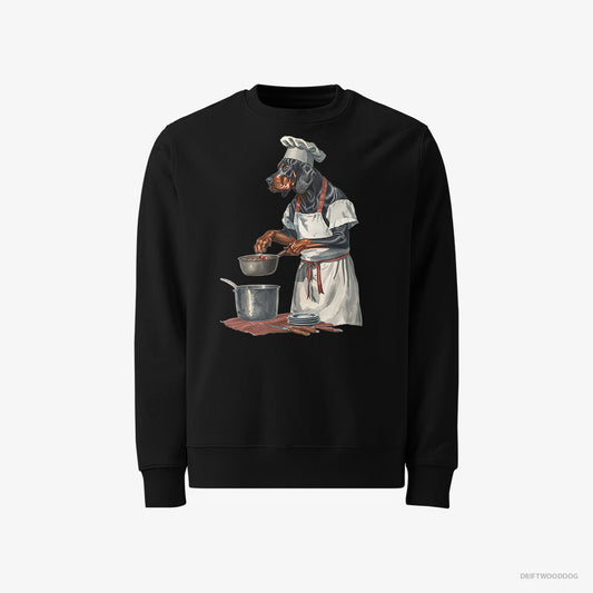 Adorable Dobermann Cooking Strawberry Jam in the Kitchen – Women's Sweatshirt Black – Classic