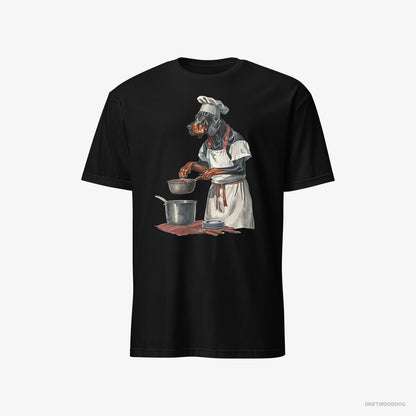 Dobermann Cooking Strawberry Jam in the Kitchen Black T-Shirt