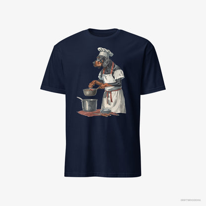 Dobermann Cooking Strawberry Jam in the Kitchen Navy T-Shirt