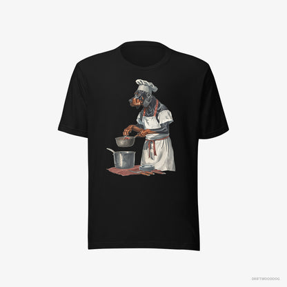 Dobermann Cooking Strawberry Jam in the Kitchen Black T-Shirt