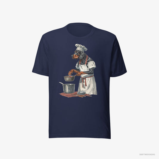 Adorable Dobermann Cooking Strawberry Jam in the Kitchen – Men's T-Shirt Navy Eco – Eco-Friendly