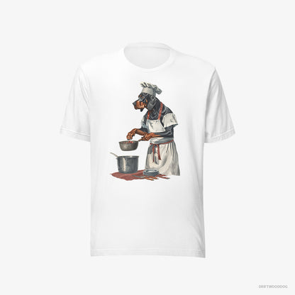 Dobermann Cooking Strawberry Jam in the Kitchen White T-Shirt