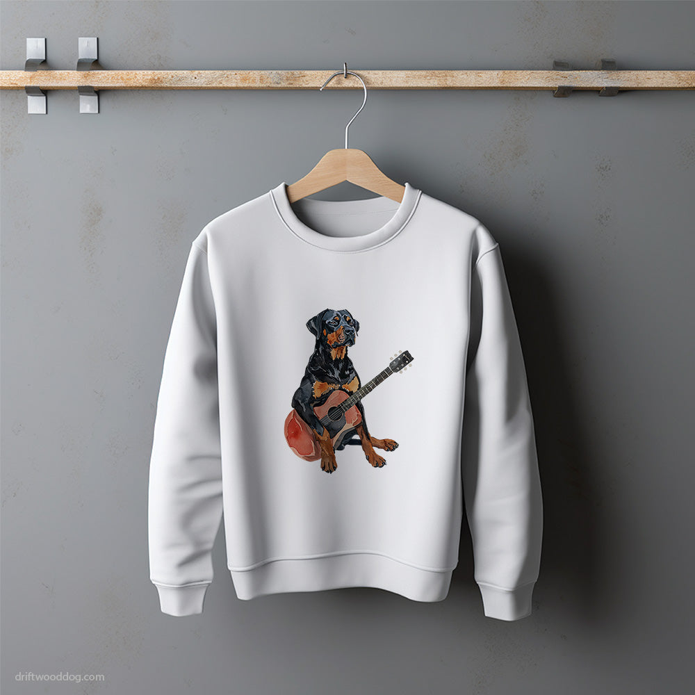 Dobermann Sitting with a Guitar Sweatshirt – Unisex Sweatshirt for Dog Lovers