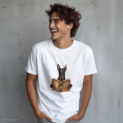 Dobermann Reading a Book T-Shirt – Dog T-Shirt for Men