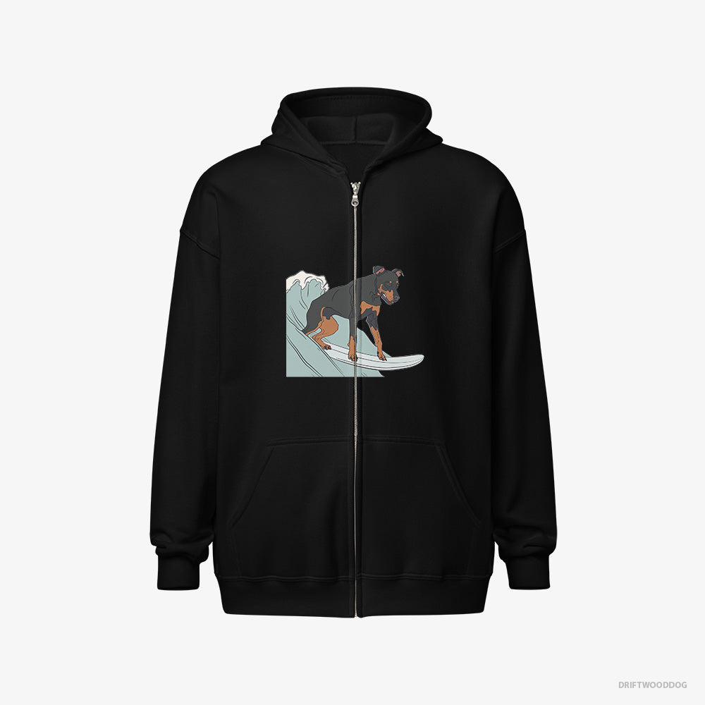 Dobermann Surfing on a Board Full-Zip Hoodie