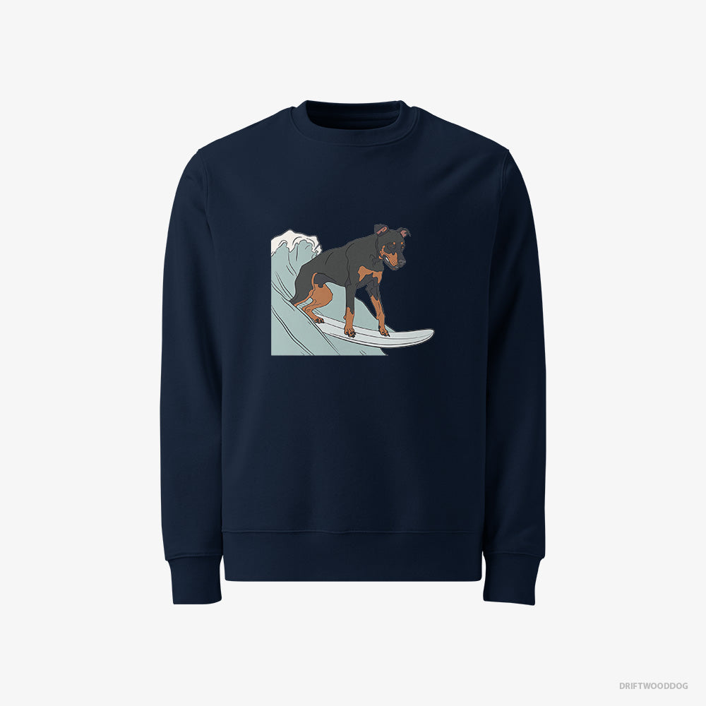 Dobermann Surfing on a Board – Men's Sweatshirt Navy – Classic