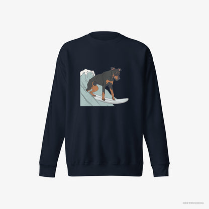 Dobermann Surfing on a Board Navy Sweatshirt