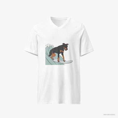 Dobermann Surfing on a Board White T-Shirt