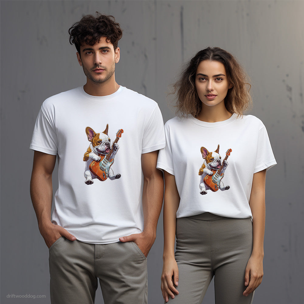 French Bulldog Playing Rock Guitar T-Shirt – Unisex T-Shirt for Dog Lovers 