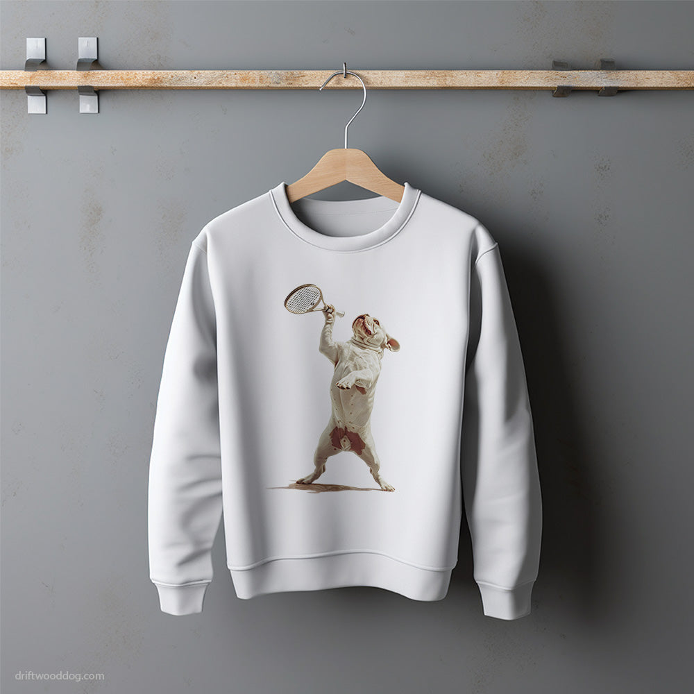 French Bulldog Hitting the Tennis Court Sweatshirt – Unisex Sweatshirt for Dog Lovers