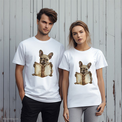 French Bulldog Reading a Book T-Shirt – Unique Dog T-Shirts for Pet Lovers