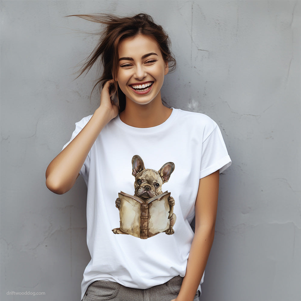 French Bulldog Reading a Book T-Shirt – Custom Dog T-Shirts for Women