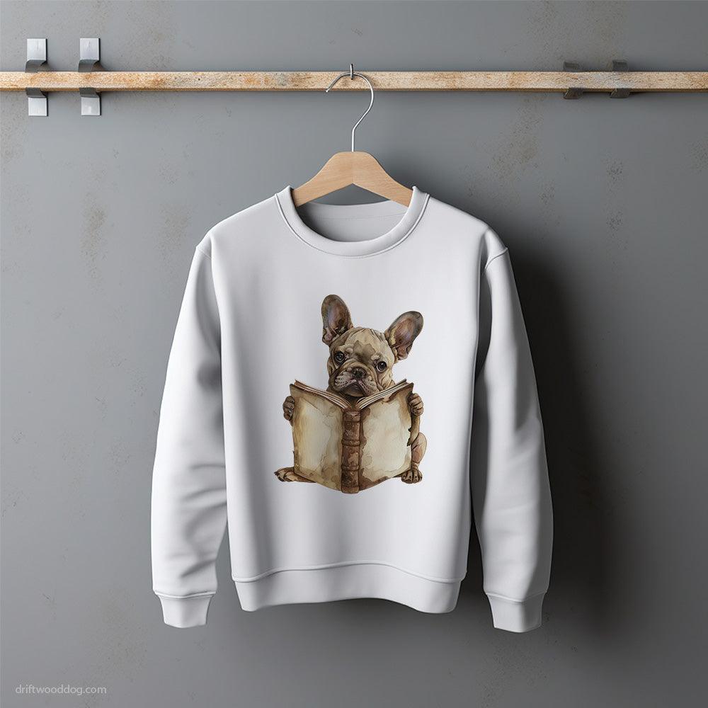 French Bulldog Reading a Book Sweatshirt – Unisex Sweatshirt for Dog Lovers