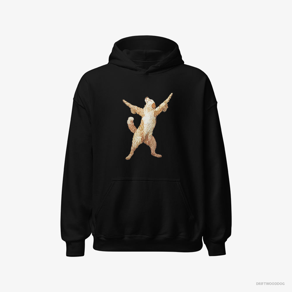 Golden Retriever Hoodie – Men Black Hoodie Classic – Doing Yoga (on White Background)