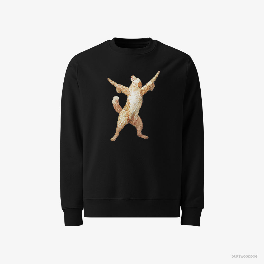 Golden Retriever Sweatshirt – Men Black Sweatshirt Classic – Doing Yoga (on White Background)