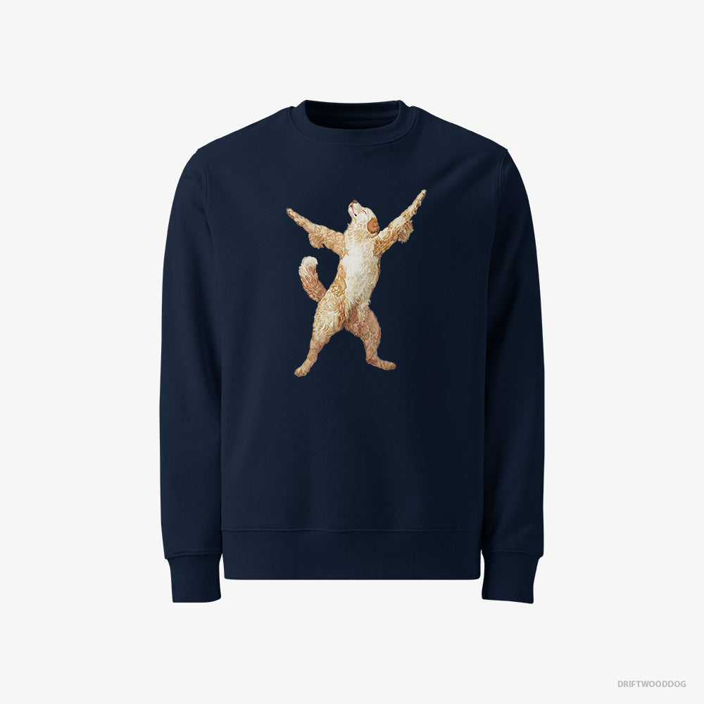 Golden Retriever Sweatshirt – Men Navy Sweatshirt Classic – Doing Yoga (on White Background)