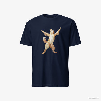 Golden Retriever T-Shirt – Men Navy T-Shirt Classic – Doing Yoga (on White Background)