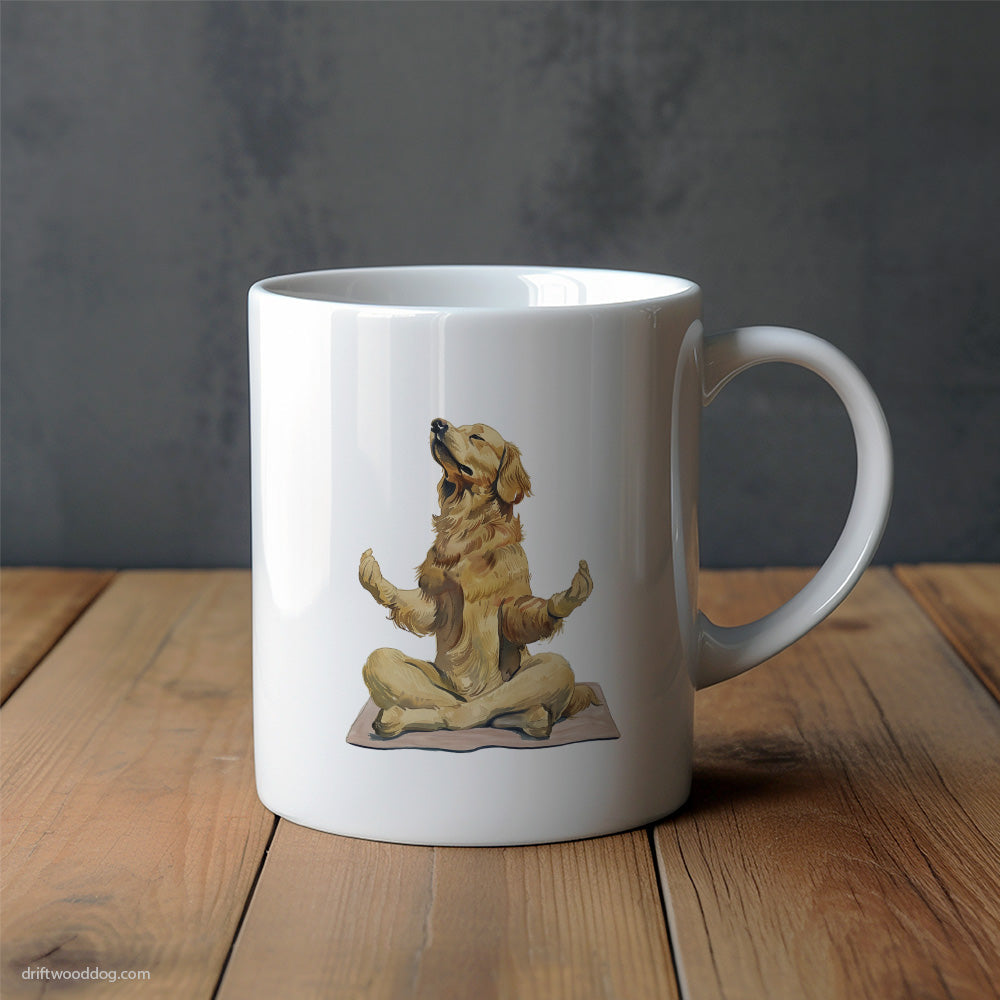 Peaceful Golden Retriever Meditating during Yoga Mug – Unique Dog Cups | Dog-Themed Mugs