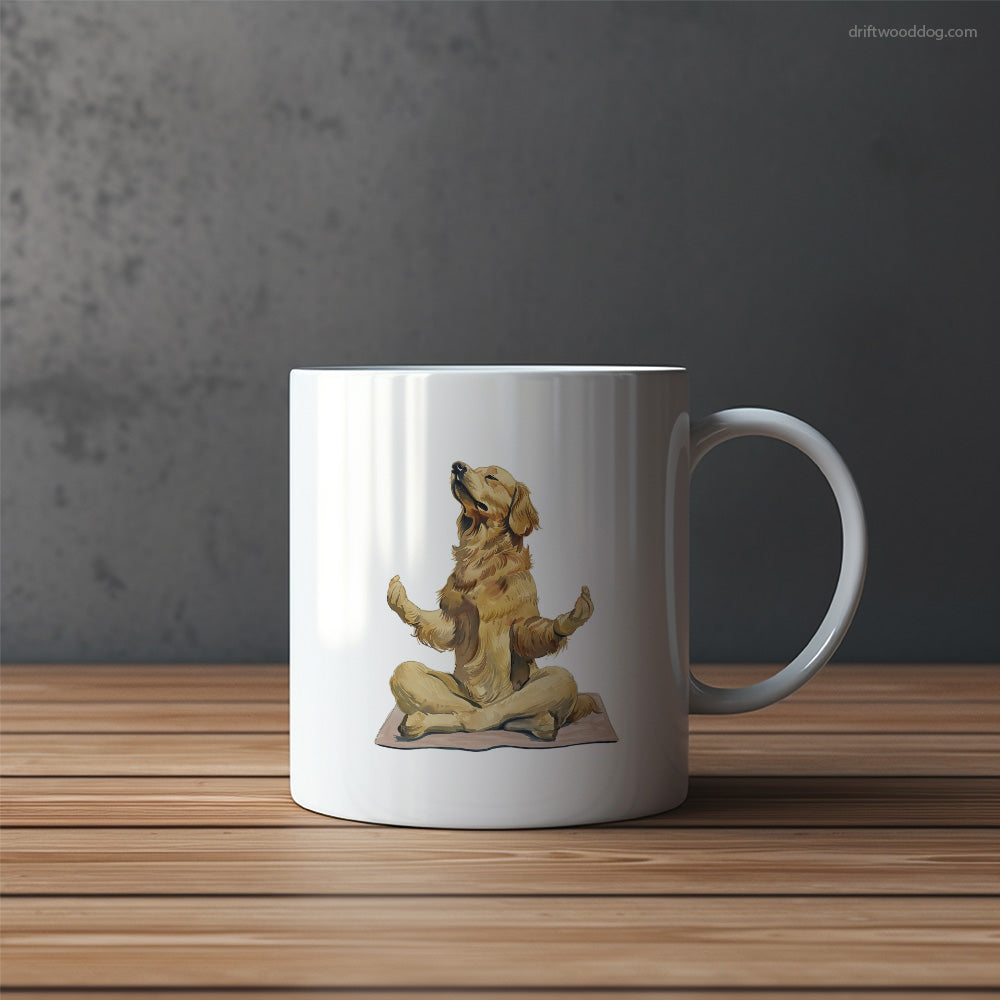 Peaceful Golden Retriever Meditating during Yoga Mug – Funny Dog Coffee Mugs | Quirky Canine Drinkware