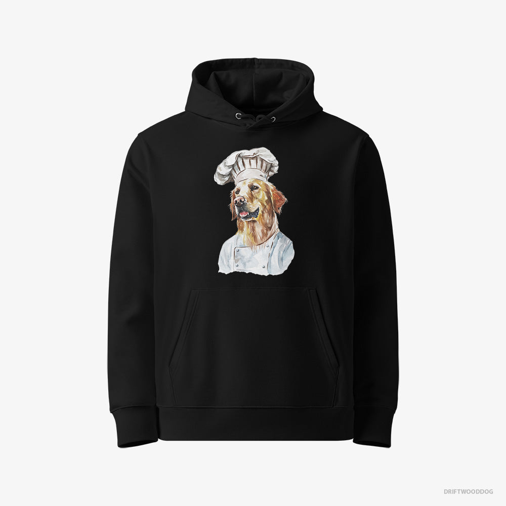 Golden Retriever Hoodie – Women Black Hoodie Eco-Friendly – Coming to Cook (on White Background)