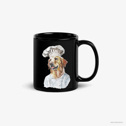 Golden Retriever Mug – Unisex Black Mug Classic – Coming to Cook (on White Background)