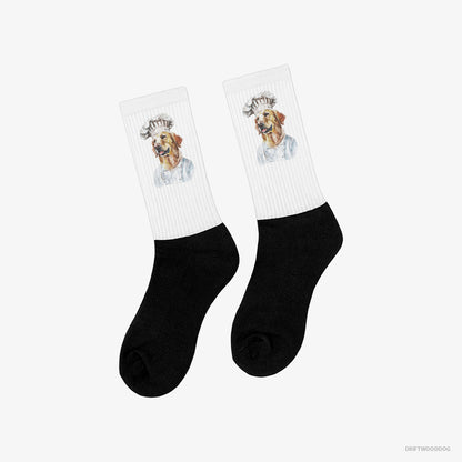 Golden Retriever Coming to Cook White and Black Socks