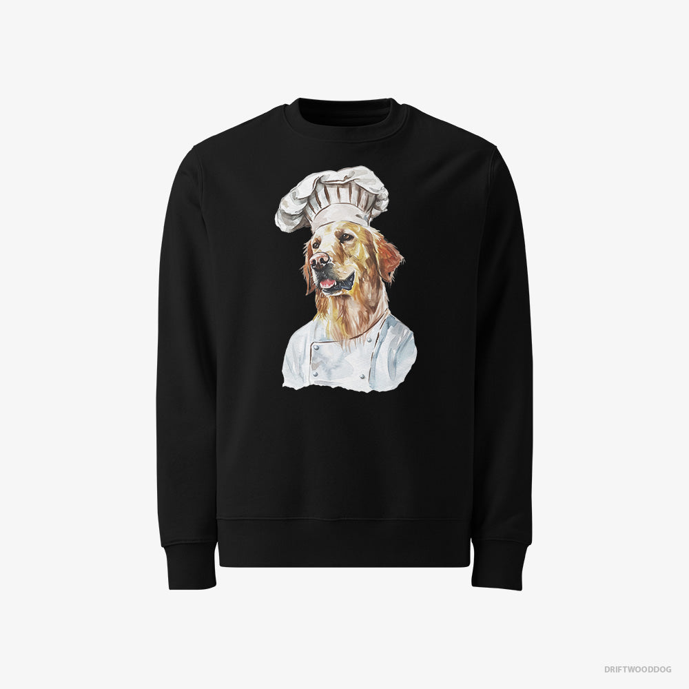 Golden Retriever Sweatshirt – Men Black Sweatshirt Classic – Coming to Cook (on White Background)