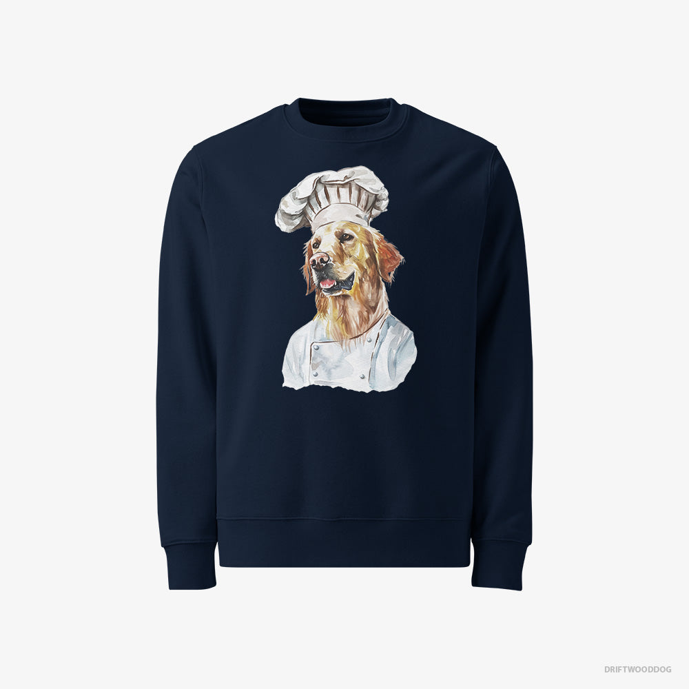 Golden Retriever Sweatshirt – Men Navy Sweatshirt Classic – Coming to Cook (on White Background)