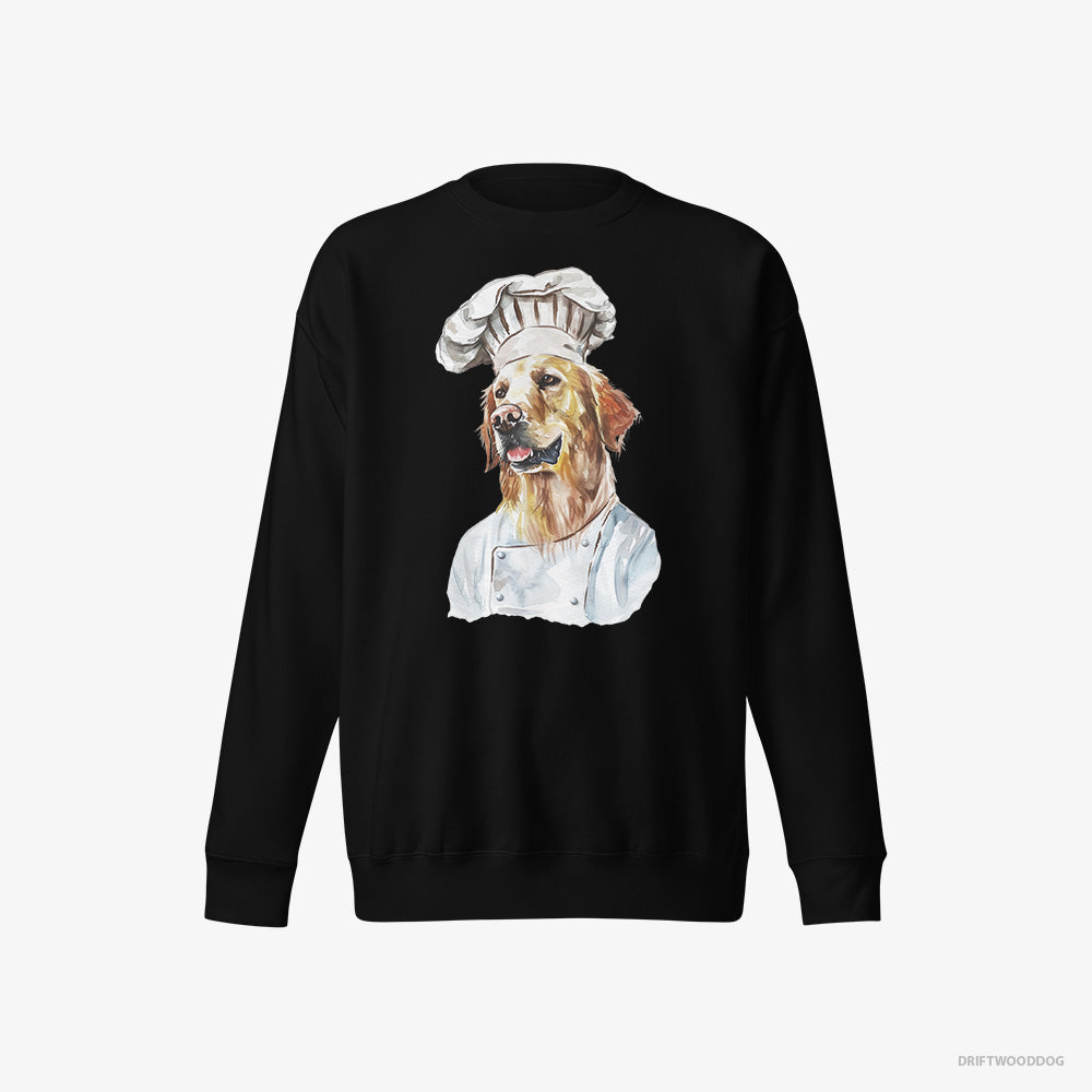 Golden Retriever Sweatshirt – Men Black Sweatshirt Eco-Friendly – Coming to Cook (on White Background)